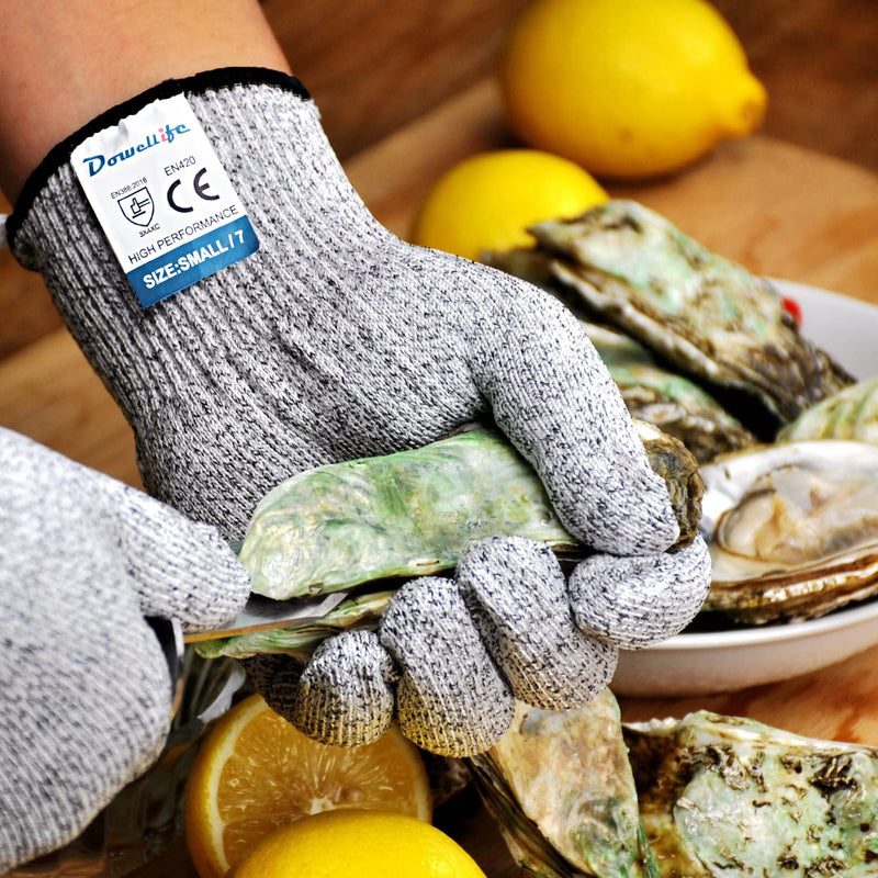 Dowellife Cut Resistant Gloves Food Grade Level 5 Protection, Safety Kitchen Cuts Gloves for Oyster Shucking, Fish Fillet Processing, Mandolin Slicing, Meat Cutting and Wood Carving, 1 Pair (Large) Large (Pack of 1)