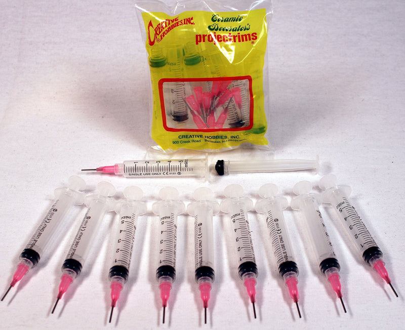 Creative Hobbies® Glue Applicator Syringe for Flatback Rhinestones & Hobby Crafts, 5 Ml with 18 Gauge Pink Precision Tip - Value Pack of 10