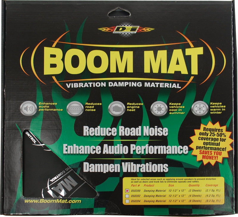 Design Engineering 050200 Boom Mat Sound 2mm Damping Material with Adhesive Backing, 12" x 12.5" (Pack of 2) Pack of 2
