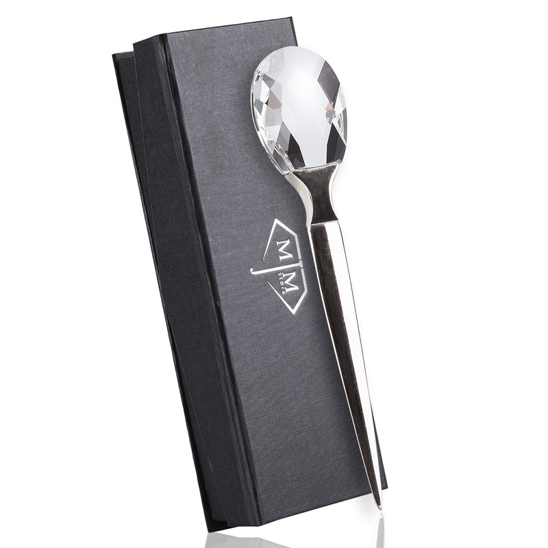 MJM Store Elegant Metal Letter Opener with Gift Box - Beautiful Letter Cutter with Diamond-Styled Grip - Stylish Stainless Steel Enveloper Opener - Real Crystal Handle