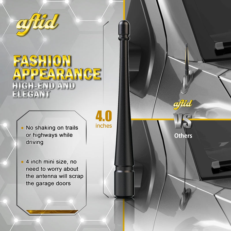 aftid - 4 Inch Aluminum Stubby Antenna Compatible with Chevy Silverado 2007-2024 (M7 Thread)