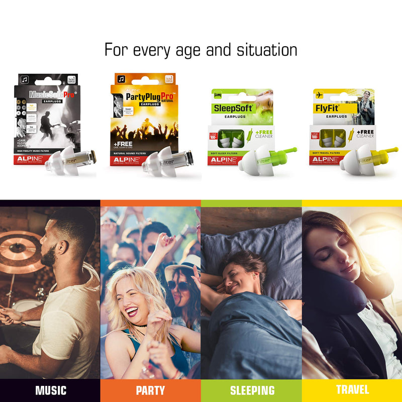 Alpine MusicSafe Pro High Fidelity Music Ear Plugs for Concert & Noise Reduction - 3 Premium Filter Sets - Professional Musicians, DJs Hearing Protection – Soft Hypoallergenic Reusable Black Earplugs Pro-black