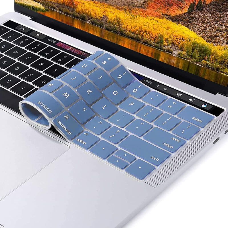 MOSISO Keyboard Cover Compatible with MacBook Pro with Touch Bar 13 and 15 inch 2019 2018 2017 2016 (Model: A2159, A1989, A1990, A1706, A1707), Silicone Skin Protector, Dusty Blue