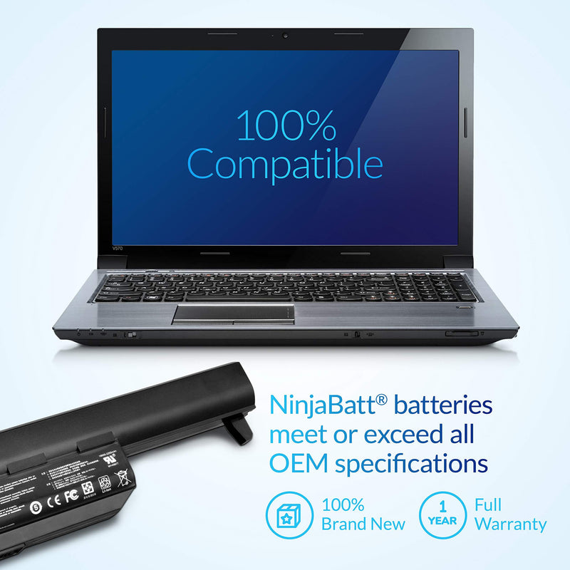 NinjaBatt Battery A32-K55 Compatible with Asus Q500 Q500A R503U R503A R503C K55VD X75VD K75VM K75VD K75DE K55 K55N K55VM K45VS K45VJ K55DR K55VS R400 R500 R700 – [6 Cells/4400mAh/48Wh]