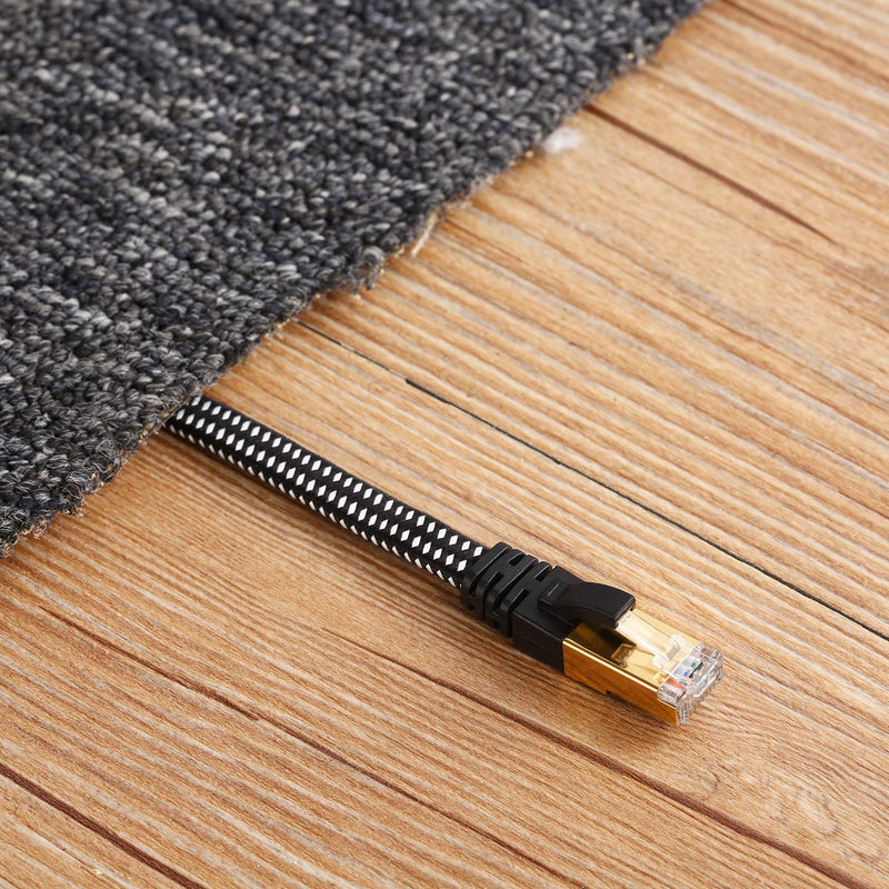 Cat 7 Ethernet Cable, DanYee Nylon Braided 10ft High Speed Network Cable LAN Cable Wires CAT 7 RJ45 Ethernet Cable Cord 3ft 10ft 16ft 26ft 33ft 50ft 66ft 100ft (Black 10ft) Black
