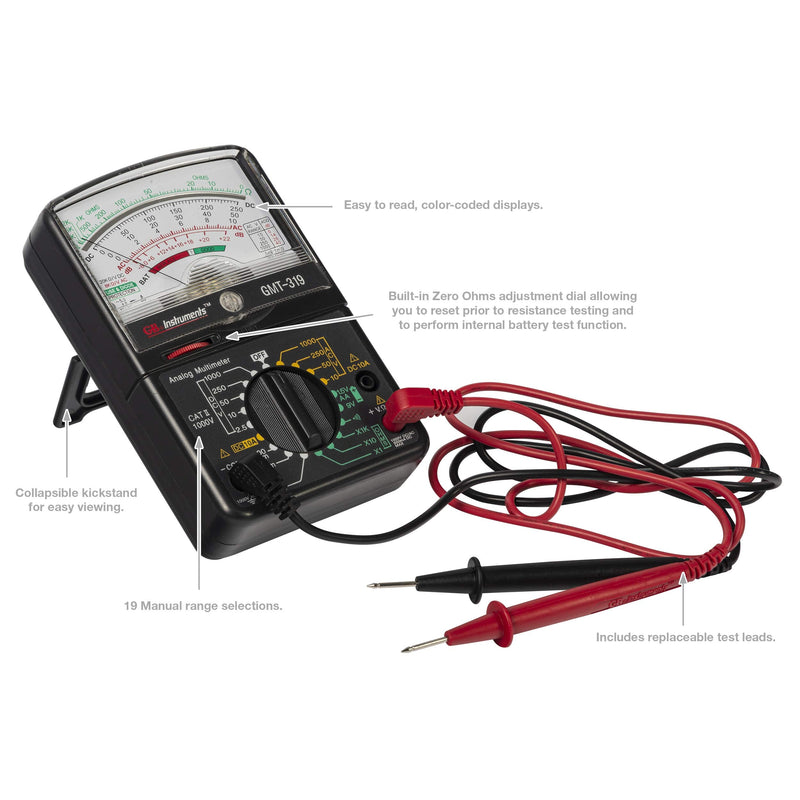 Gardner Bender GMT-319 Multimeter Tester, RJ-45 & RJ-11, 7 Function / 19 Range 1000V