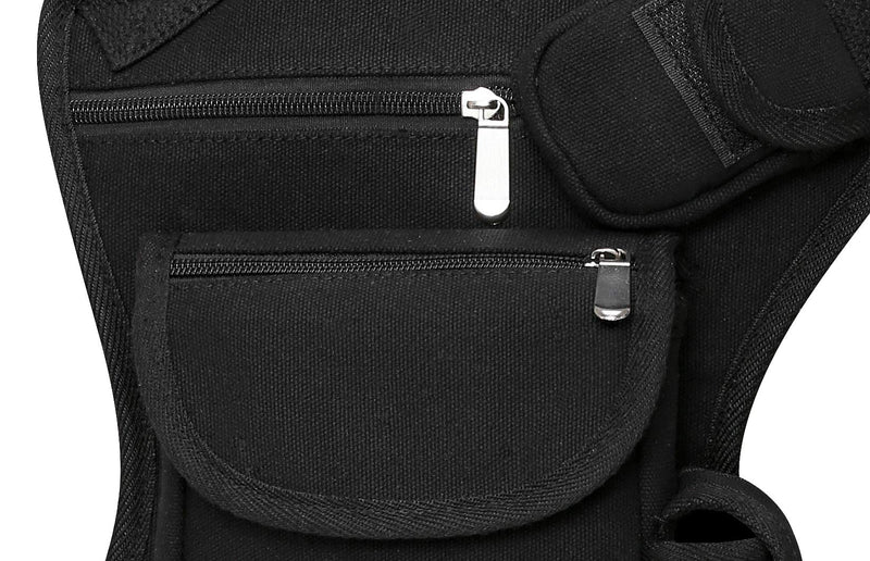 SEALINF Canvas Waist Bag Fanny Pack Racing Drop Leg Bag Motorcycle Outdoor Bag black