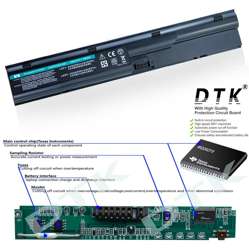 DTK Laptop Battery Replacement for Hp Probook 4330s 4331s 4430s 4431s 4435s 4530s 4535s 4536s 4440s 4441s 4446s 4540s 4545s Series [6-Cell 10.8v 4400mah]