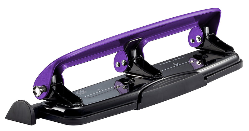 Bostitch Office EZ Squeeze Reduced Effort 3-Hole Punch, 12 Sheets, Purple,black , 1.6" x 3" x 11"