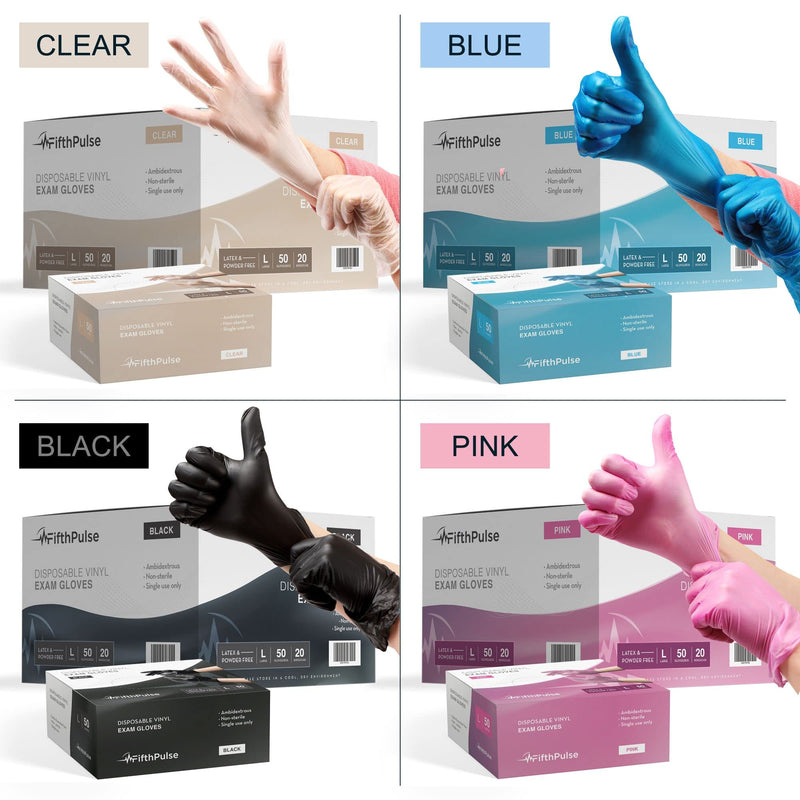 Black Vinyl Disposable Gloves X Large 50 Pack - Latex Free, Powder Free Medical Exam Gloves - Surgical, Home, Cleaning, and Food Gloves - 3 Mil Thickness X-Large (Pack of 50) Black