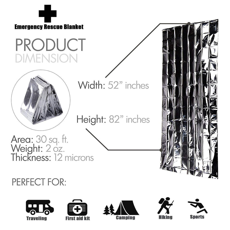 Emergency Blanket (12-Pack) ,Emergency Foil Blanket– Perfect for Outdoors, Hiking, Survival, Marathons or First Aid