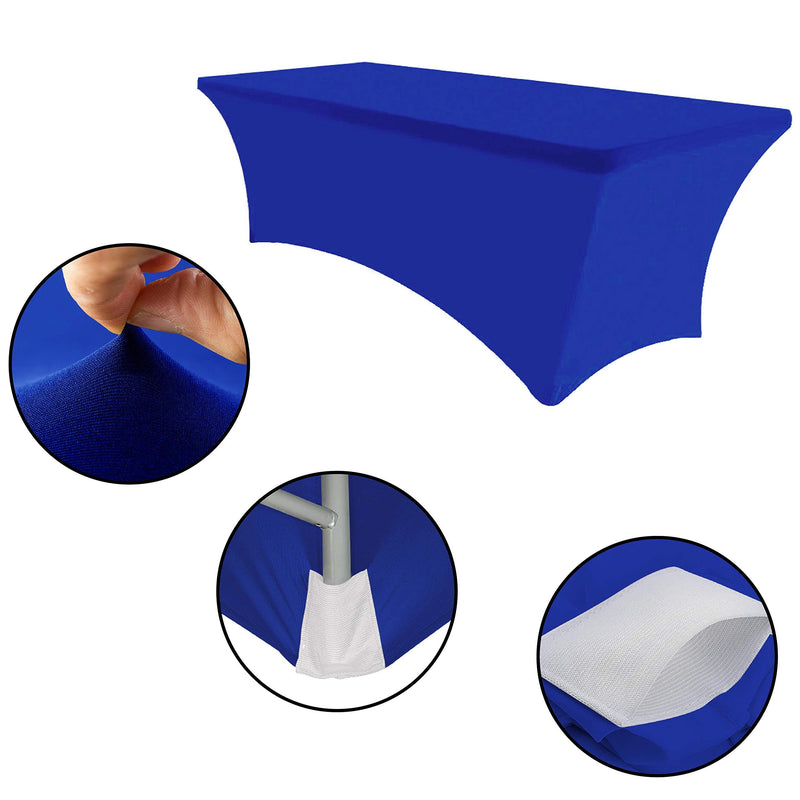 Eurmax 4Ft Rectangular Fitted Spandex Tablecloths Wedding Party Patio Table Covers Event Stretchable Tablecloth (Blue) 4 feet Blue