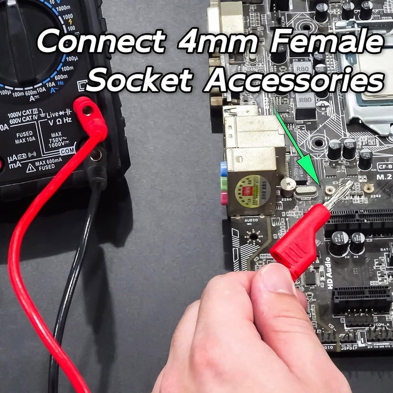 Cleqee 2PCS Multimeter Banana Plug Test Leads, Stackable 4mm Banana to Banana Plug Cable, Soft Electrical Test Cable 1m/3.3ft Wire, 1000V 15A Red Black Stackable Banana Plug Test Leads x2