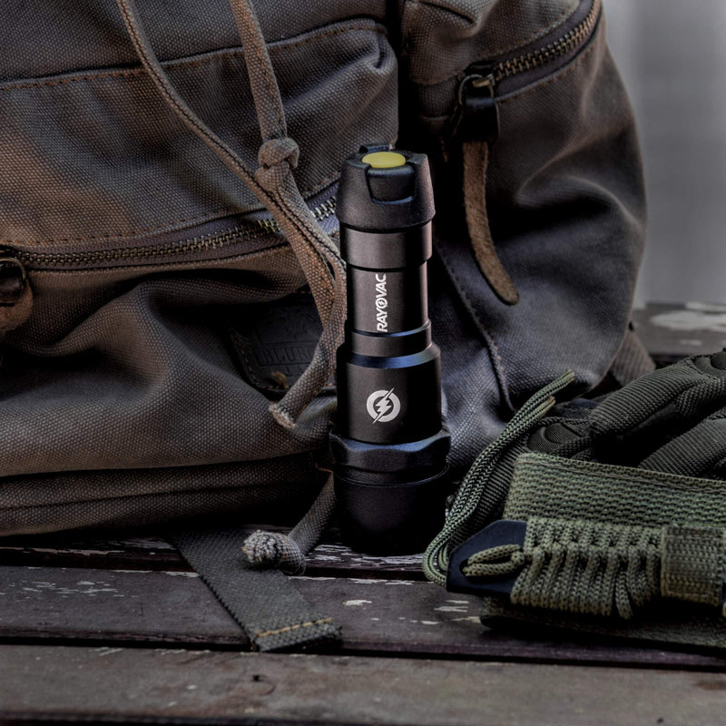 Rayovac - DIY3AAA-BE Virtually Indestructible LED Flashlight, 300 Lumen Waterproof Tactical Flashlight - Super Bright High Mode LED Flashlights for Camping, Hiking, Dog walking Black