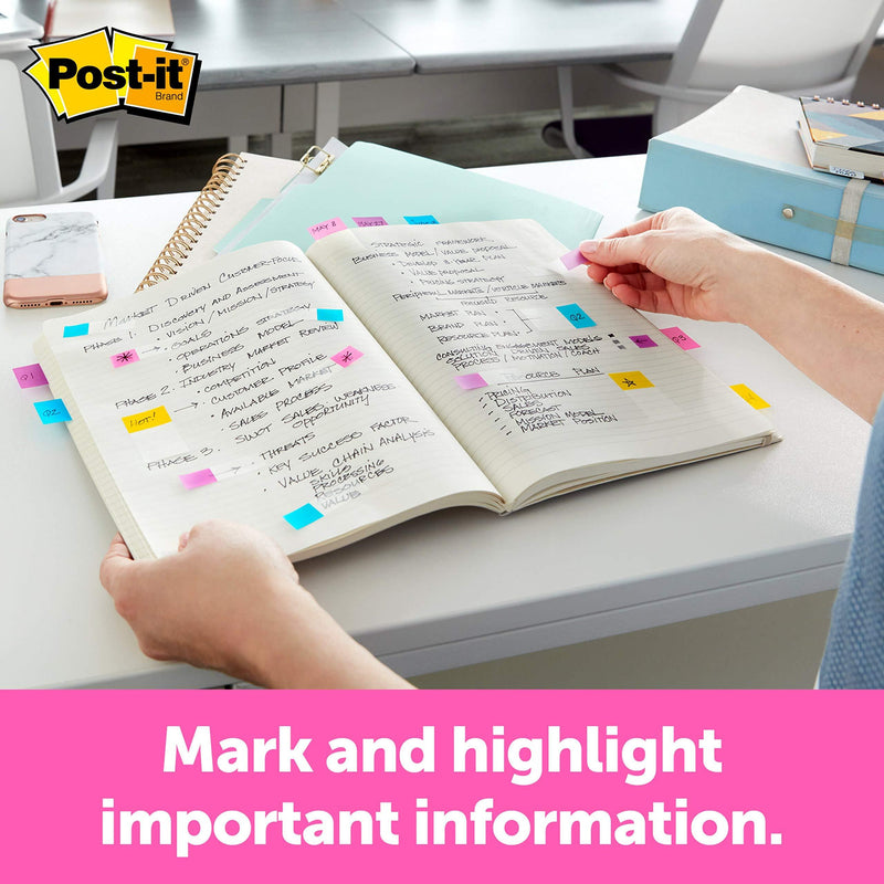 Post-it Flags Assorted Color Combo Pack, 320 Flags Total, 200 1-Inch Wide Flags and 120.5-Inch Wide Flags, 4 On-The-Go Dispensers/Pack (683XL1)