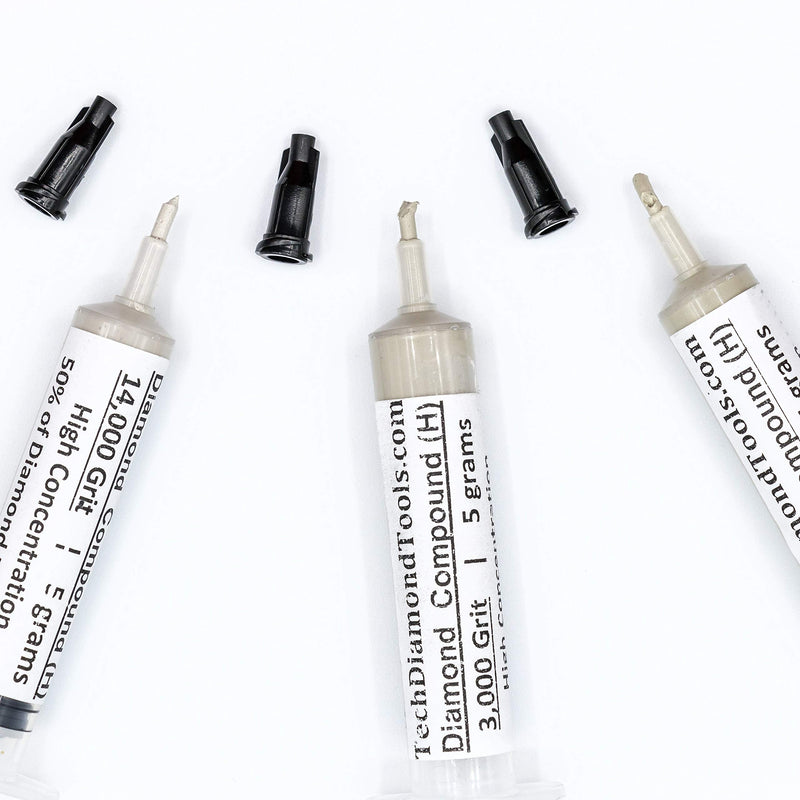 TechDiamondTools Kit of 3 Diamond Polishing Compound Polishing Paste 3000 5000 14000 Grit for Marble Glass Metal Rock Jewelry Resin Silver Gemstone with High Concentration of Diamond Powder USA Made 14000 5000 3000 grit