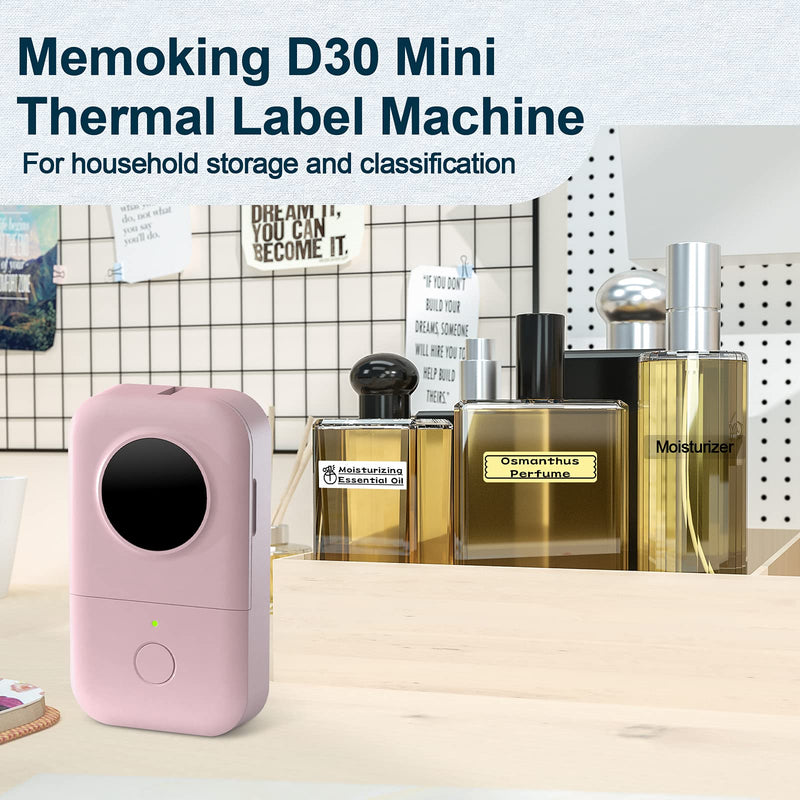 Memoking D30 Label Maker Set- Label x 5 Included, Bluetooth Thermal Label Maker Machine, Smart Mini Label Printer, Super Easy-to-Use Labeler, Compatible with iOS&Android, Pink