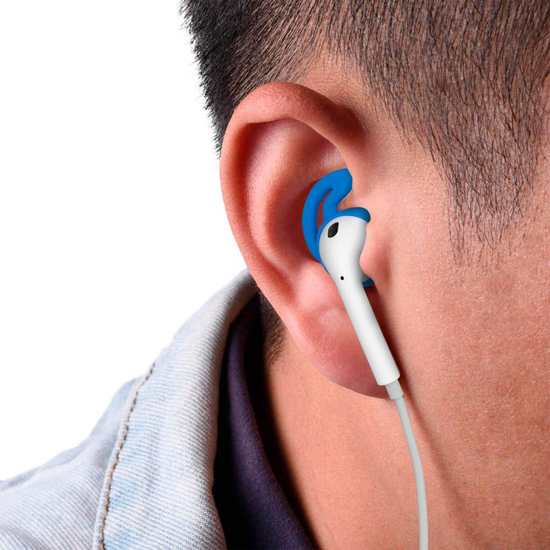 Ear Hook Cover Tips for Earphone Headphones [7 Pairs] Anti-Slip Soft Silicone Ear Gels for Earpods Earbuds, Black, White, Red, Orange, Clear, Blue, Hot Pink