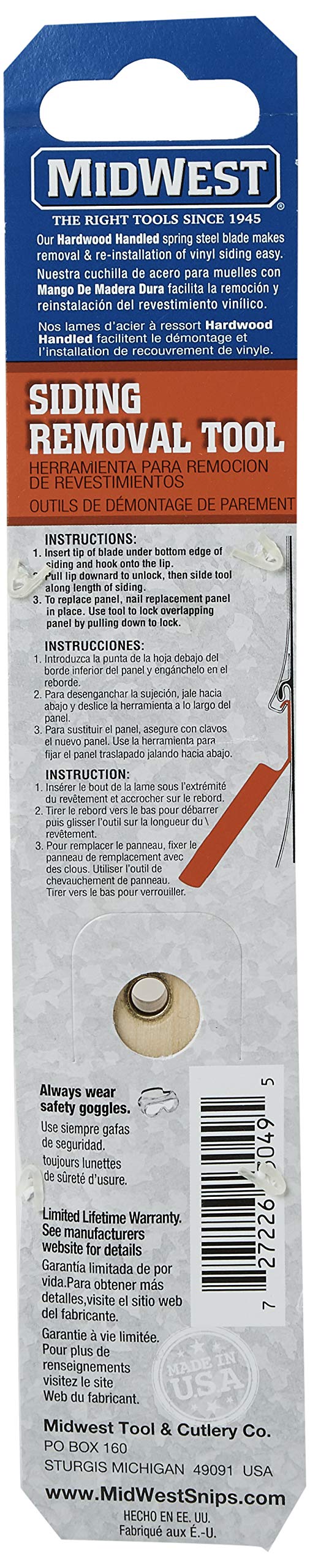 MIDWEST Siding Removal Tool - Offset Hardened Steel Blade with Hardwood Handle & Handy Hang Hole - MWT-ST