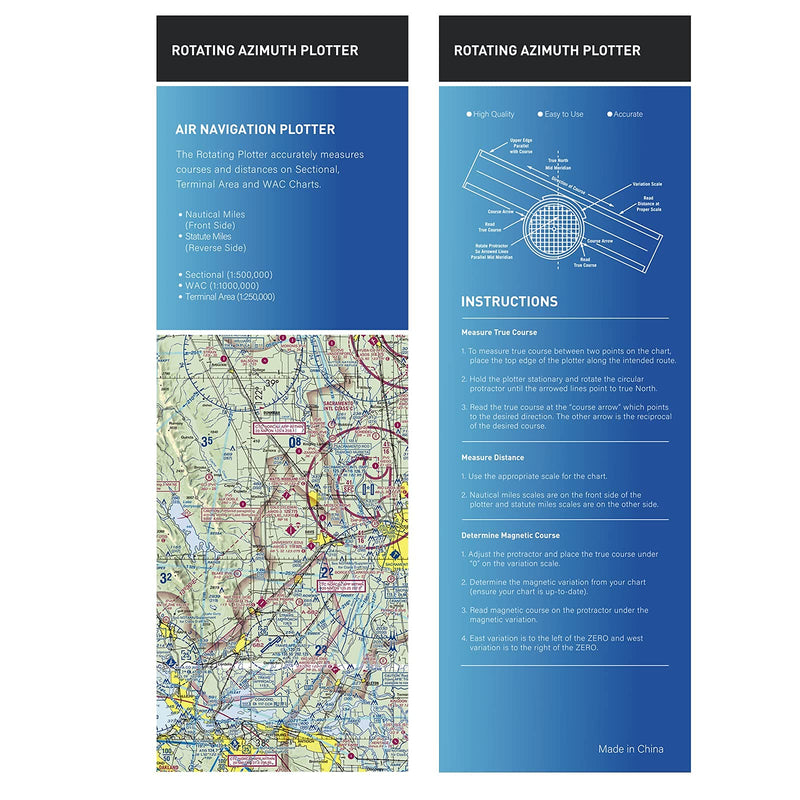 Aviation Plotter Aviation Slide Ruler with 8 Functions for Pilot Student Accessories, Rotating Azimuth Plotter, WAC Charts, Air Navigation Plotter for Navigation Purposes