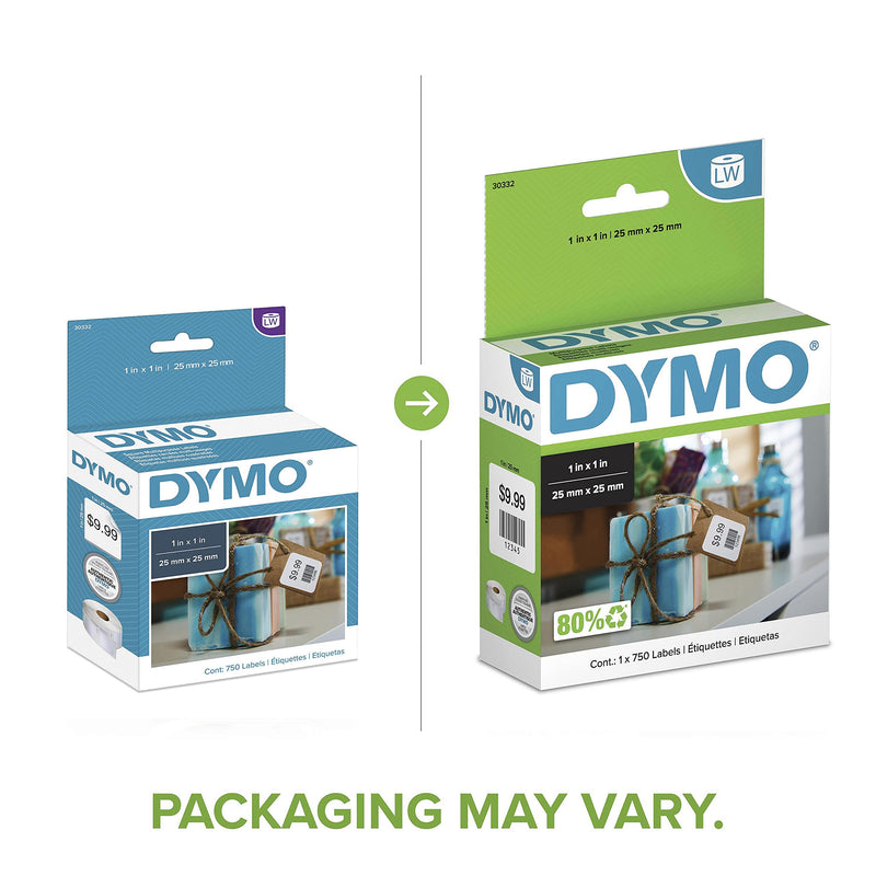 DYMO Authentic LW Multi-Purpose Square Labels | DYMO Labels for LabelWriter Printers, Great for Barcodes, (1" x 1"), 1 Roll of 750 Square Multipurpose Labels 750 labels