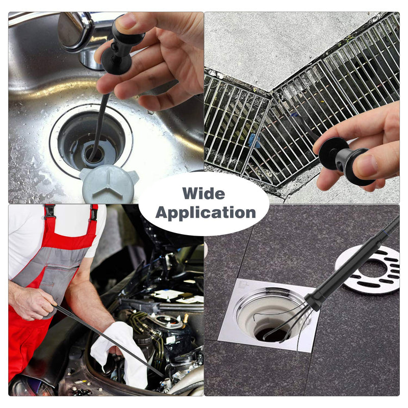 Housolution Grabber Tool Magnetic Four-claw Picker, Bendable Hose Reacher Pickup Sweeper with LED Lights, Flexible Long Handy Reaching Assist Tool for Litter Pick/Home Sink/Drain (Black) Black