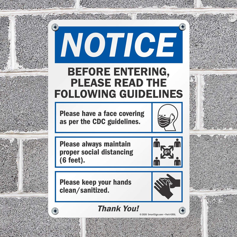 SmartSign “Notice - Before Entering, Please Read The Guidelines” Sign | 10" x 14" Plastic