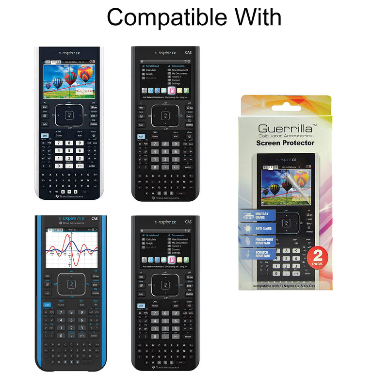 Guerrilla Military Grade Screen Protector 2-Pack For TI Nspire CX, CX CAS, CX II, and CX CAS II Graphing Calculator