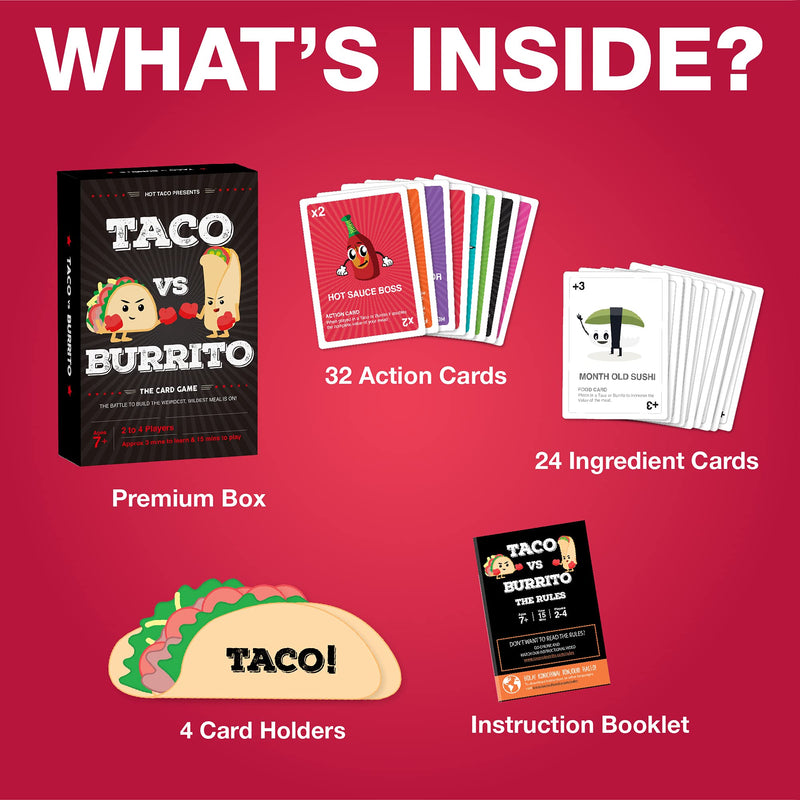 Taco vs Burrito - The Wildly Popular Surprisingly Strategic Card Game Created by a 7 Year Old - A Perfect Family-Friendly Party Game for Kids, Teens & Adults! Paper