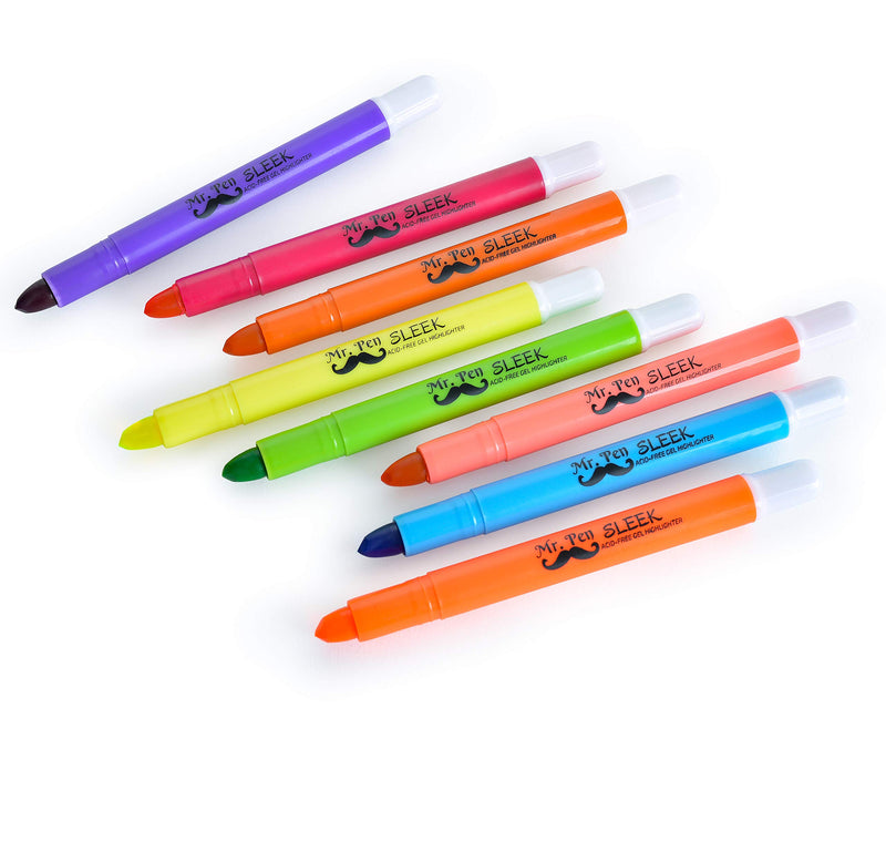 Mr. Pen No Bleed Gel Highlighter, Bible Highlighters, Assorted Colors, Pack of 8