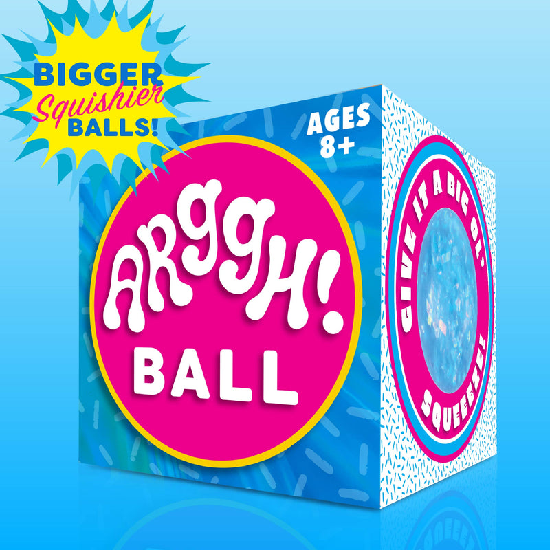 Power Your Fun Arggh Glitter Stress Ball for Adults and Kids - Medium Squishy Stress Ball Fidget Toy, Anti Stress Sensory Ball Squeeze Toy Stress Balls (Blue) Blue