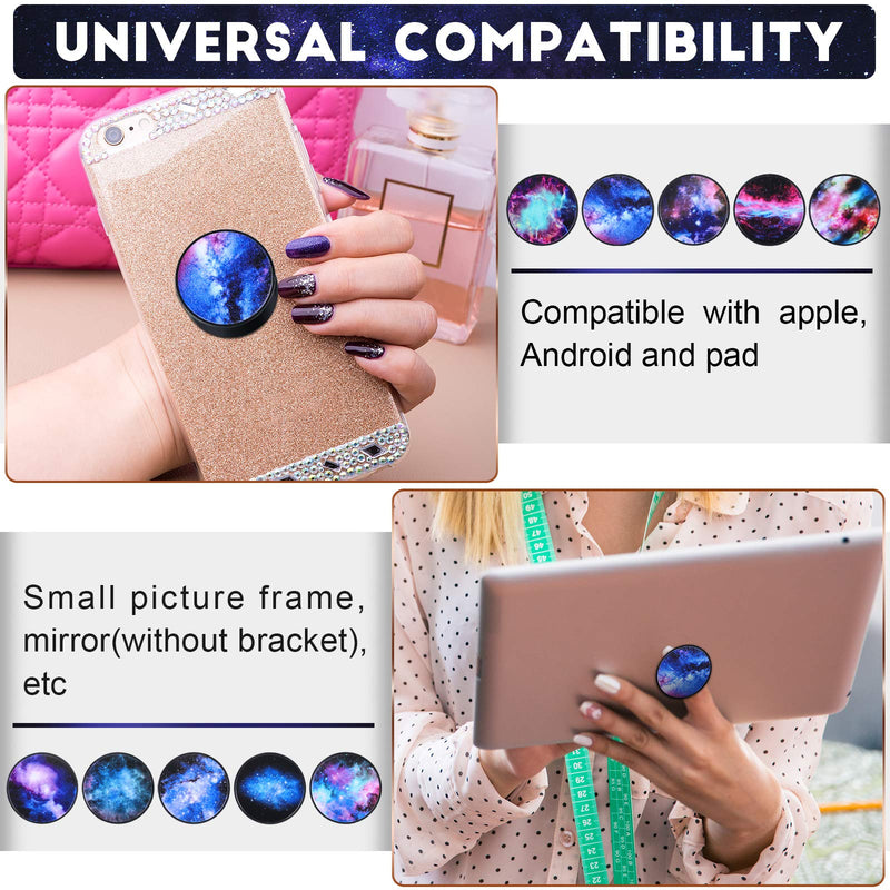 10 Pieces Phone Grip Holder Nebula Collapsible Phone Holder Self-Adhesive Sublimation Phone Holders for Smartphone and Tablets