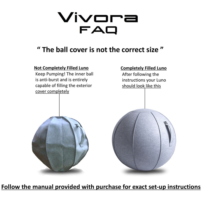 Vivora Luno Exercise Ball Chair, Canvas & Felt for Home Offices, Balance Training, Yoga Ball Standard Marble