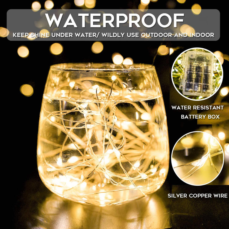 SUDDUS 66ft 200 LED Copper String Light, Fairy Lights Warm White Battery Operated, Waterproof Copper Wire Lights Remote Control for Bedroom, Yard, Tapestry 200LED