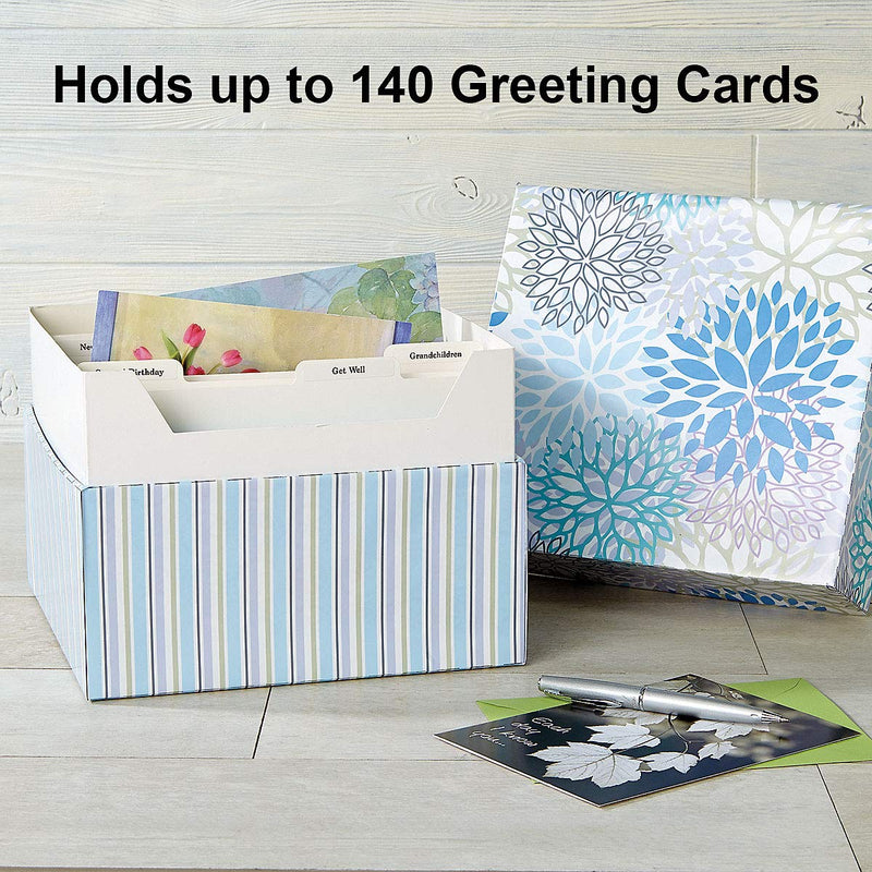 Cool Floral Greeting Card Organizer Box - 9" x 9-1/2"W x 7"H, holds 140+ cards (not included) Cool Floral