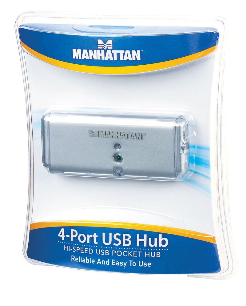 Manhattan 4-Port Hi-Speed USB Pocket Hub - Silver (160599)