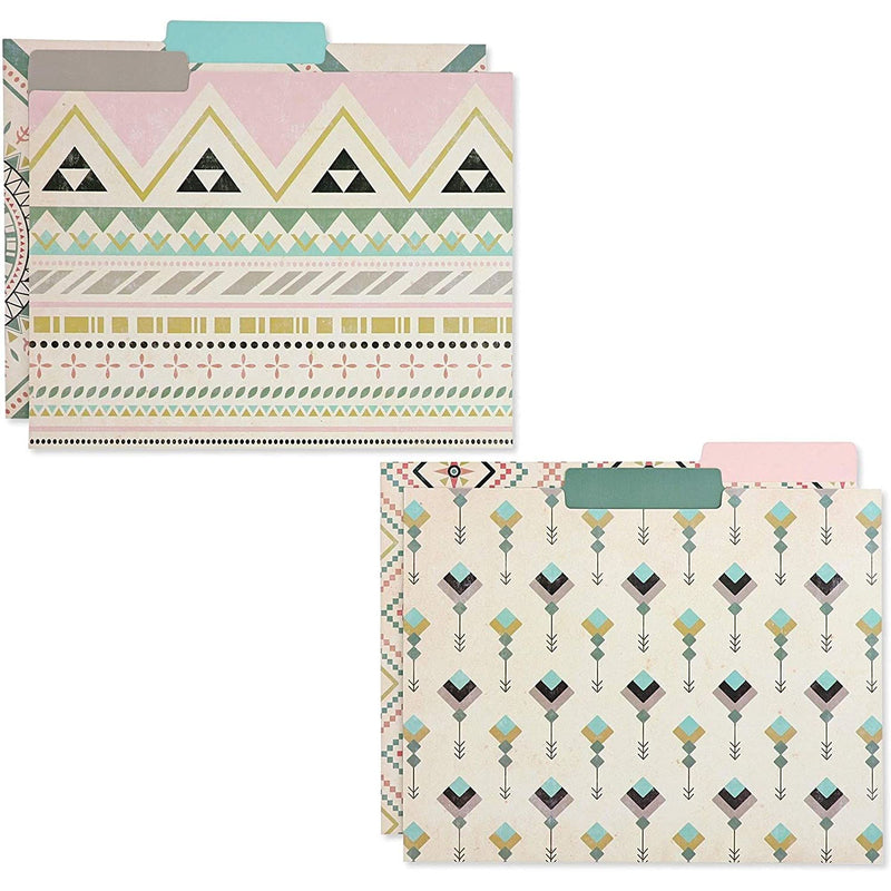 Decorative Bohemian File Folders with 1/3 Cut Tabs (9.5 x 11.5 In, 12 Pack)