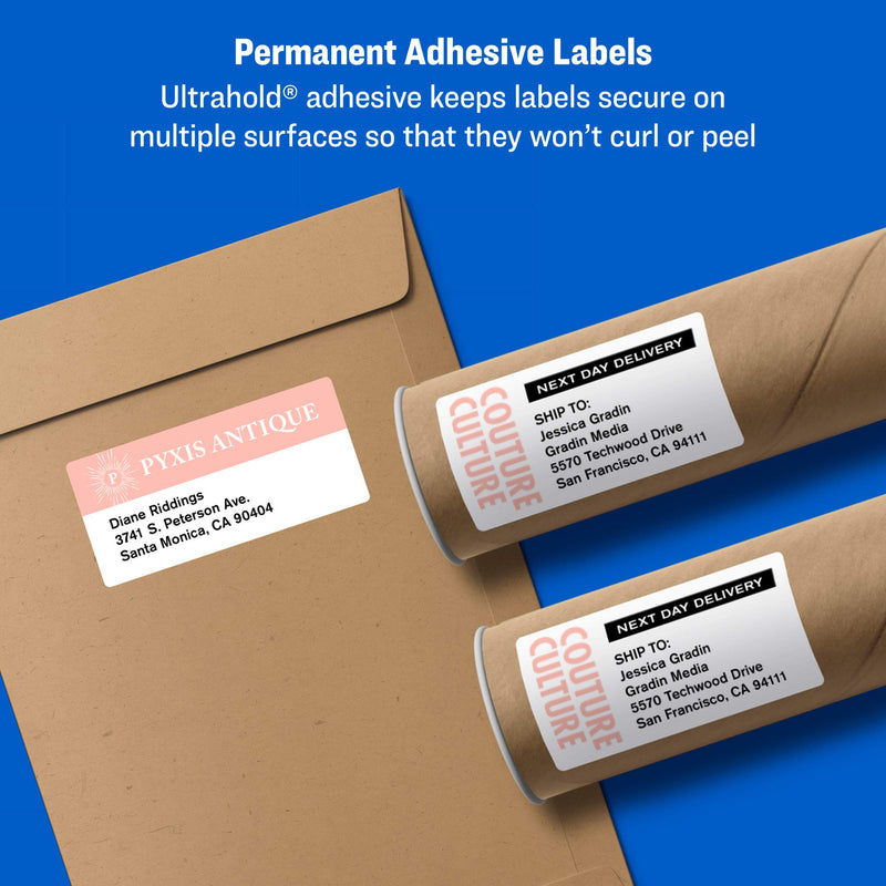 Avery 8163 Shipping Labels, Inkjet Printers, 250 Gift Labels, 2x4 Labels, Permanent Adhesive, True Block, White 250 Labels