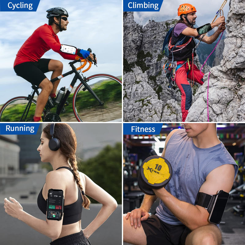 【2023 New】 HLOMOM Phone Holder for Running,Wristband Fits 4.7-7.5'' Phones Sports Armband 360°Rotation & Detachable for iPhone 14/14Pro/13ProMax/12/Pro/Pro Max/XS/8/7/6, Samsung Galaxy (S) Wristband 5.5-11'' Black