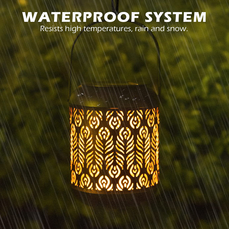 LeiDrail Solar Lantern Outdoor Hanging Lanterns Garden Metal Decorative Light Warm White LED Waterproof Landscape Lighting for Table Pathway Party Yard - 2 Pack