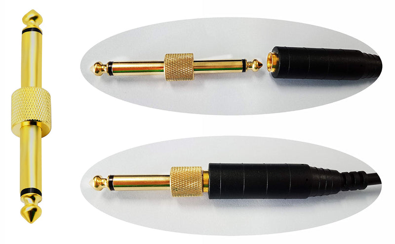 zdyCGTime 2-Pole 6.35mm 1/4"Audio Mono Male to Male Pedal Coupler Guitar Effects Pedal to Pedal Connector (Gold-2 Pack)(2-Pole)