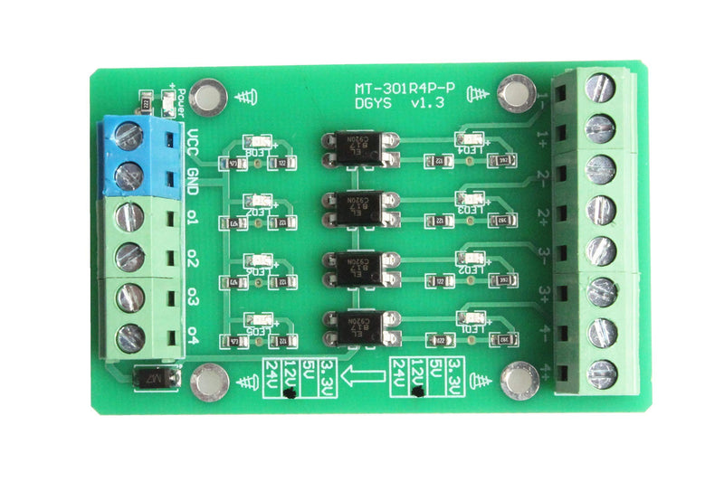 NOYITO 4-Channel Optocoupler Photoelectric Isolator Module Level Voltage Converter Module PLC Signal Converter Module PNP NPN to PNP (12V to 5V) 12V to 5V