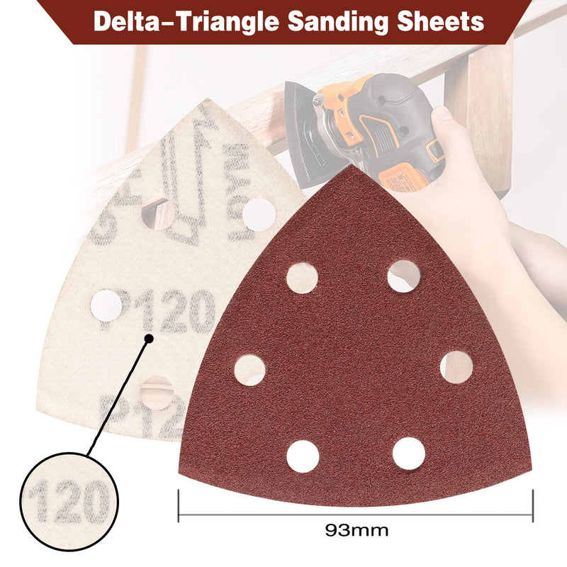 STEBRUAM delta sander sandpaper triangle sander, pack of 65 delta sandpaper Velcro sandpaper 120 grits for sanding triangles 93x93x93mm Triangle sandpaper 120 grits