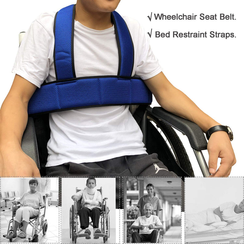 Wheelchair Seat Belt Torso Support Vest for Patient, Elderly & Disabled, Adjustable Full Body Harness Prevent Tilting or Falling & Keep User Upright, Chest Waist Band with Easy Release Buckles