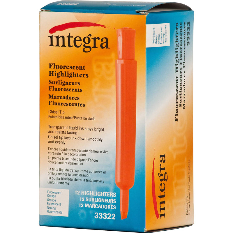 Integra Desk Highlighter, Chisel Tip, Fluorescent Orange (ITA33322)