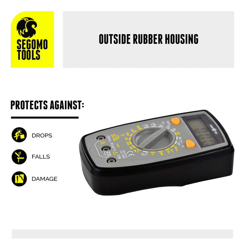 Segomo Tools 500 Volt Multimeter - Amp & Diode Voltage, Resistance & Continuity Digital Multimeter - Voltage Tester AC & DC - Continuity Tester & Voltage Meter - Multimetro - DM500