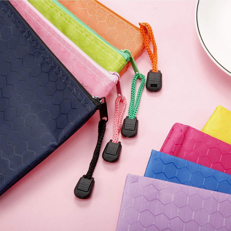 Sailing-go 12 Pieces 12 Colors Zipper Waterproof Bag Pencil Pouch for Cosmetic Makeup Bills Office Supplies Travel Accessories and Daily Household Supplies