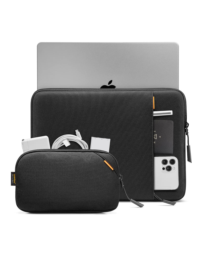tomtoc 360 Protective Laptop Sleeve for 13-inch MacBook Air M1/A2337 A2179 2018-2021, MacBook Pro M1/A2338 A2251 A2289 2016-2021, Water-Resistant Shockproof MacBook Case Bag with Accessory Pouch Black
