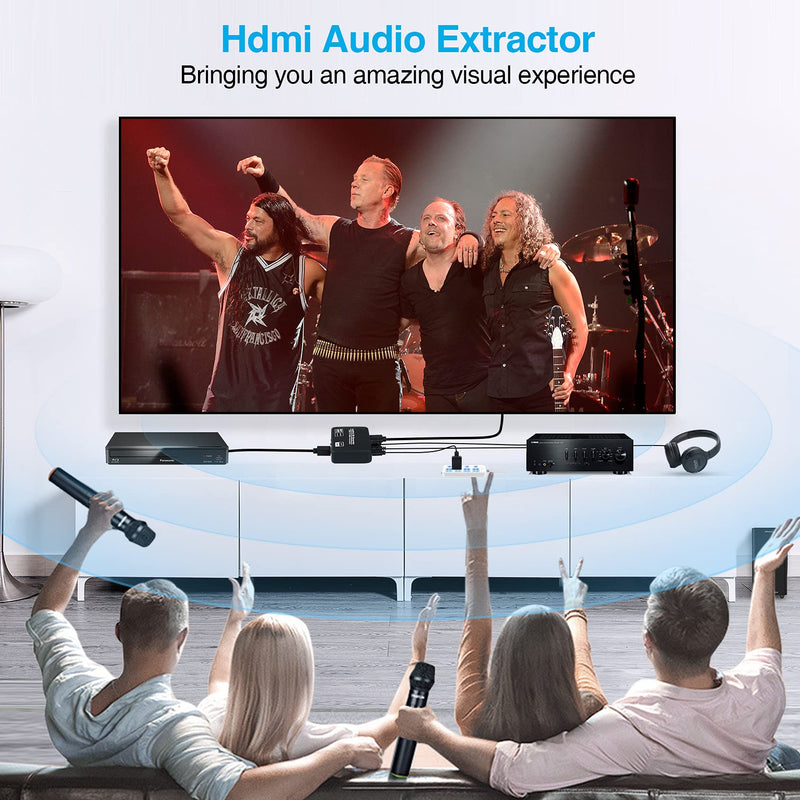 avedio links 4K@60Hz HDMI 2.0b Audio Extractor Splitter Converter, HDMI to HDMI + Optical Toslink SPDIF + 3.5mm Stereo Analog Audio, HDMI Audio Embedder Inserter for PS5,Xbox, Optical Fiber Included