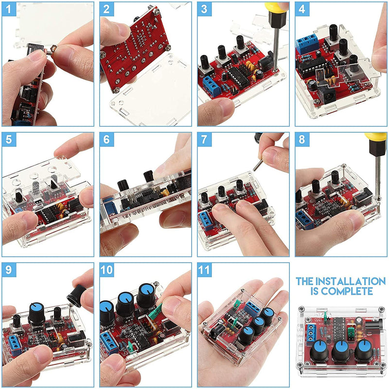 Kiro&Seeu XR2206 DDS Precise Function Signal Generator Module DIY Kit Sine/Triangle/Square Wave 1Hz-1MHz Adjustable Frequency 9-12V DC